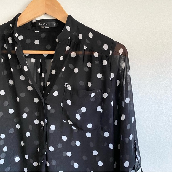 ModCloth Black & White Polka Dot Tunic Top - Picture 2 of 7